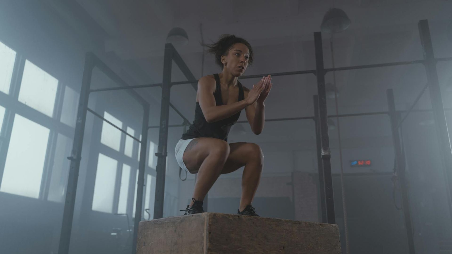 Professional athlete performing high intensity functional training movements